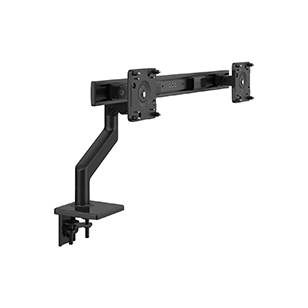 M8.1 Monitor Arm with Crossbar, Two-Piece Clamp Mount Base, Black with Black Trim