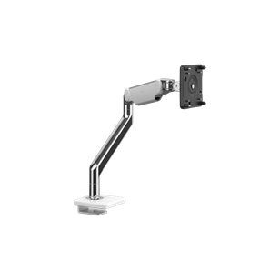 Braccio monitor M2.1 con montaggio a morsa da scrivania scorrevole da 25 mm, Alluminio lucido con finitura bianca