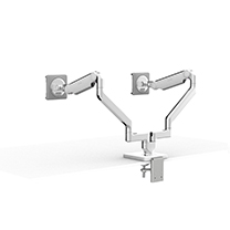 Braccio monitor M2.1 base con montaggio morsa a due pezzi, alluminio lucido con finitura bianca