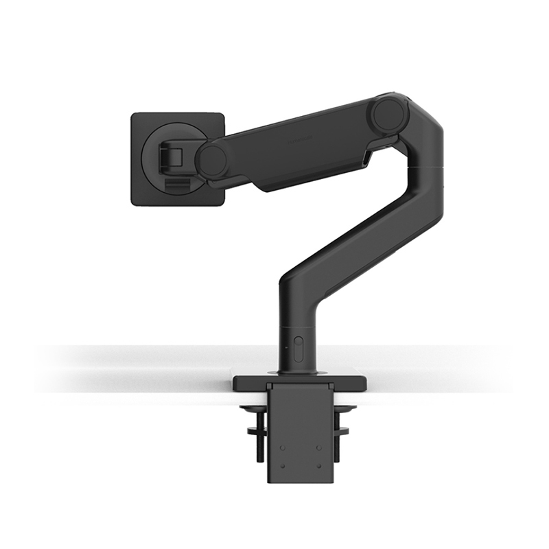 Braccio monitor M8.1 con base con montaggio morsa a due pezzi, Nero con finitura nera