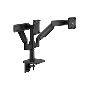 M/Flex con bracci e cursore (2) per monitor M2.1, staffa a doppio braccio, supporto a morsetto in due parti, nero con finitura nera