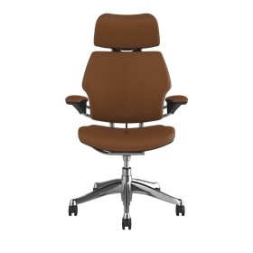 Sedia operativa Freedom con poggiatesta, Corvara Saddle/Tan, Telaio in alluminio lucido con finitura grafite Picture 2