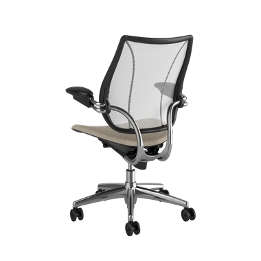 Sedia operativa Liberty, Parte posteriore Pinstripe White, Sedile Hallingdal 65 0200, Telaio lucido con finitura nera Picture 3