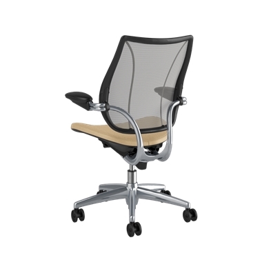 Sedia operativa Liberty, Parte posteriore Pinstripe Silver, Sedile Ticino Sand, Telaio lucido con finitura nera Picture 3