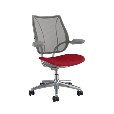 Sedia operativa Liberty, Parte posteriore Pinstripe grafite, Sedile Oxygen Inhale, Telaio lucido con finitura argento