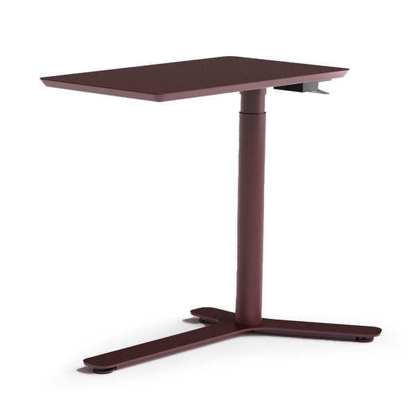 Float Mini, rosso granata - Piano del tavolo in legno verniciato, base rosso granata
